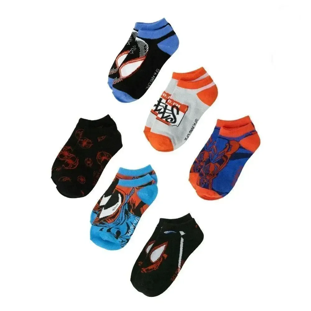 Boys Spiderman & Hot Wheels No Show Comfy Socks 2, 6-Packs Size L